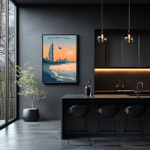 Dubai Dusk - Burj Al Arab Silhouette bij het Zee Poster