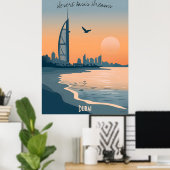 Dubai Dusk - Burj Al Arab Silhouette bij het Zee Poster (Thuiskantoor)