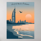 Dubai Dusk - Burj Al Arab Silhouette bij het Zee Poster (Voorkant)