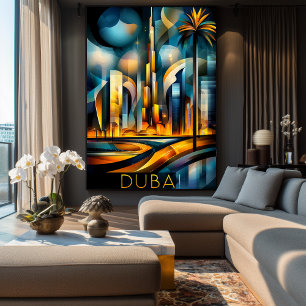 Dubai futuristisch kubisme - moderne geometrische  poster