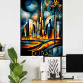 Dubai futuristisch kubisme - moderne geometrische  poster (Thuiskantoor)