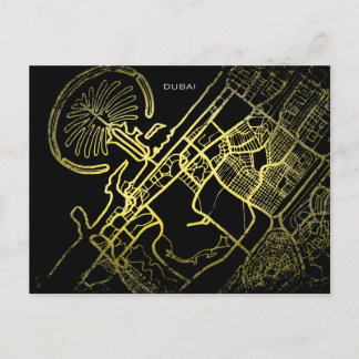 Dubai Gold Style Art Map Briefkaart