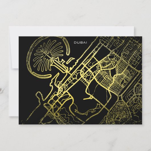 Dubai Gold Style Art Map Kaart (Voorkant)