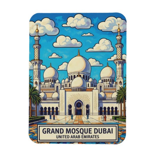 Dubai Grand Mosque UAE Travel Magneet (Verticaal)