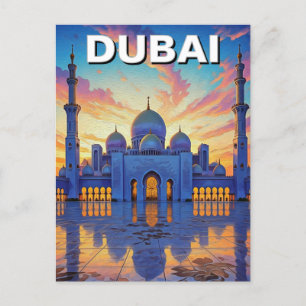 Dubai Grand Mosque UAE Zonsondergang Briefkaart