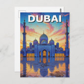 Dubai Grand Mosque UAE Zonsondergang Briefkaart (Voorkant / Achterkant)