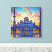 Dubai Grand Mosque UAE Zonsondergang Canvas Afdruk (Insitu (Houten vloer))
