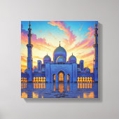 Dubai Grand Mosque UAE Zonsondergang Canvas Afdruk (Voorkant)