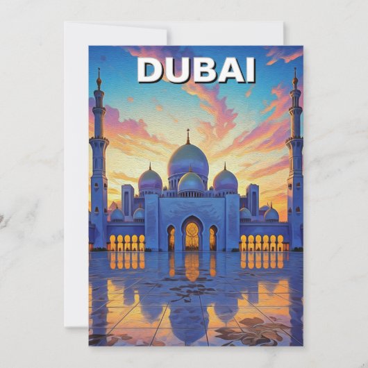 Dubai Grand Mosque UAE Zonsondergang Feestdagenkaart (Voorkant)
