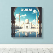 Dubai Grand Mosque VAE Reizen Canvas Afdruk (Insitu (Houten vloer))