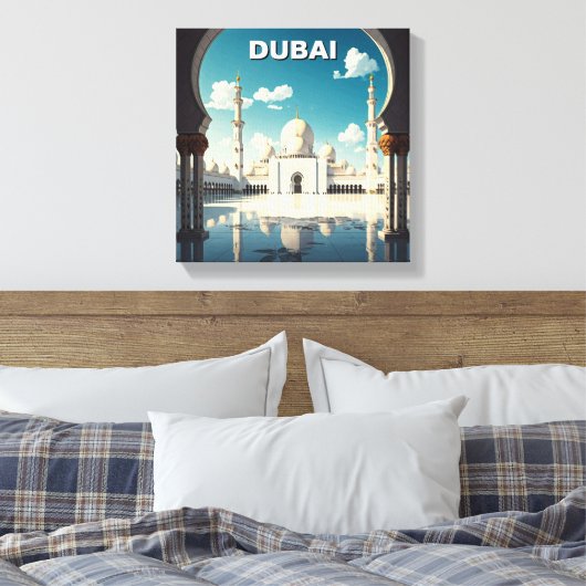 Dubai Grand Mosque VAE Reizen Canvas Afdruk (Insitu (Slaapkamer))
