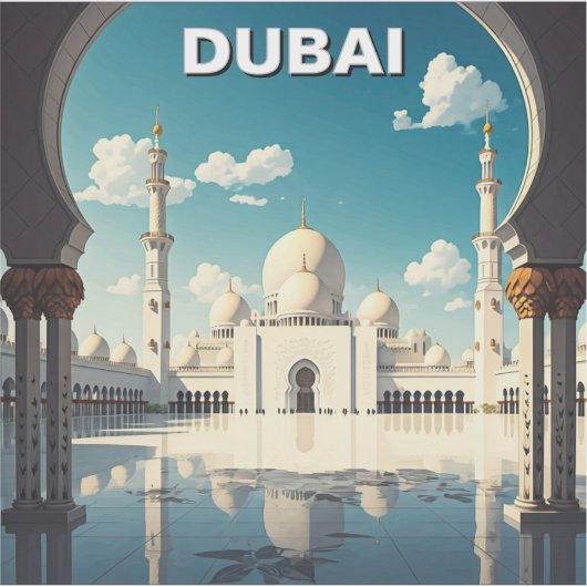 Dubai Grand Mosque VAE Reizen Sticker (Voorkant)