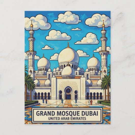 Dubai Grote Moskee VAE Reis Briefkaart (Voorkant)