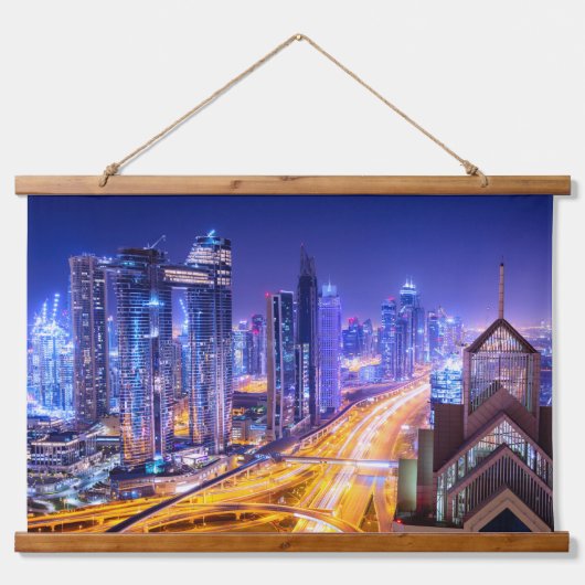 Dubai India 's nachts Hangend Wandkleed (Voorkant)