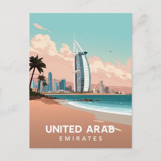 Dubai Kust Vintage Reis Briefkaart (Voorkant)