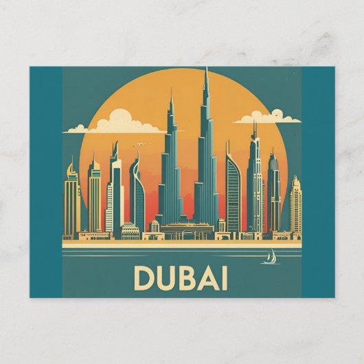 Dubai Kust Vintage Reis Briefkaart (Voorkant)