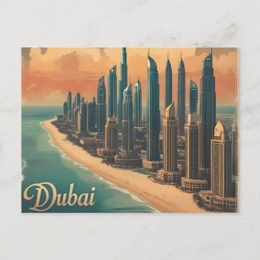 Dubai Kust Vintage Reizen Briefkaart (Voorkant)
