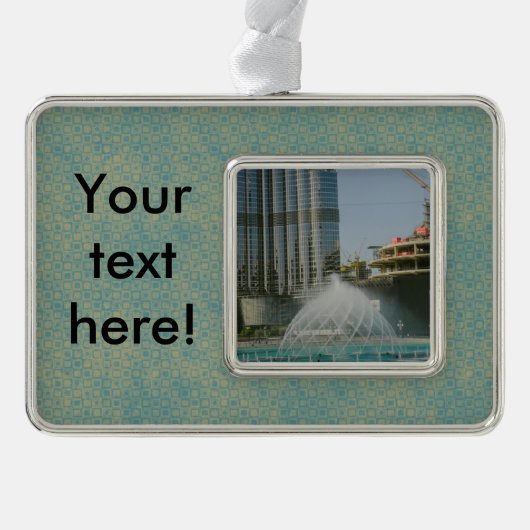 Dubai Mall-fontein Verzilverd Omlijst Ornament (Voorkant)