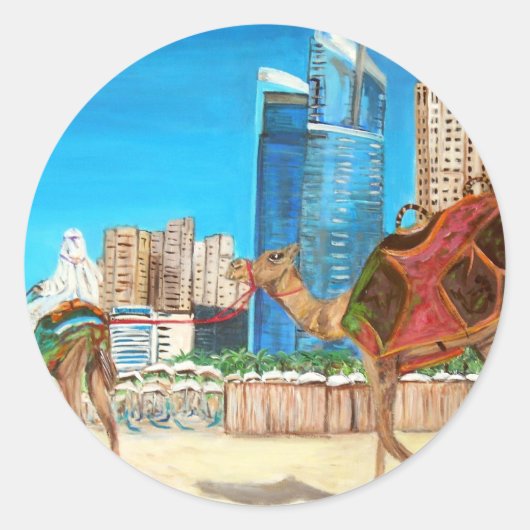 Dubai Marina Ronde Sticker (Voorkant)