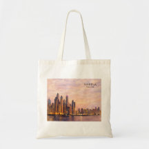 Dubai Marina Silhouet Aquarel Stadslichten Reis