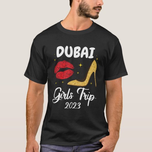 Dubai Meisjes Trip 2023 Lips High heelt Vriend Mat T-shirt (Voorkant)