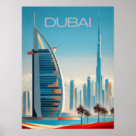 Dubai Modern Hedendaagse Skyline Wall Art Travel Poster