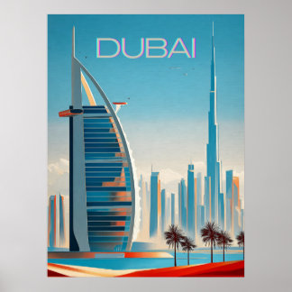 Dubai Modern Hedendaagse Skyline Wall Art Travel Poster