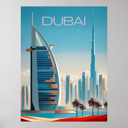 Dubai Modern Hedendaagse Skyline Wall Art Travel Poster (Voorkant)