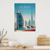 Dubai Modern Hedendaagse Skyline Wall Art Travel Poster (Keuken)