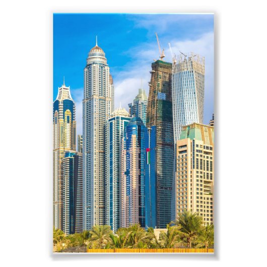 Dubai modern skyscrapers Corniche Foto Afdruk (Voorkant)