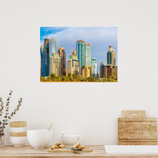 Dubai modern skyscrapers Corniche Poster (Keuken)