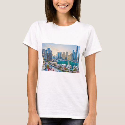Dubai modern skyscrapers Corniche T-shirt (Voorkant)