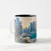 Dubai modern skyscrapers Corniche Tweekleurige Koffiemok (Voorkant links)