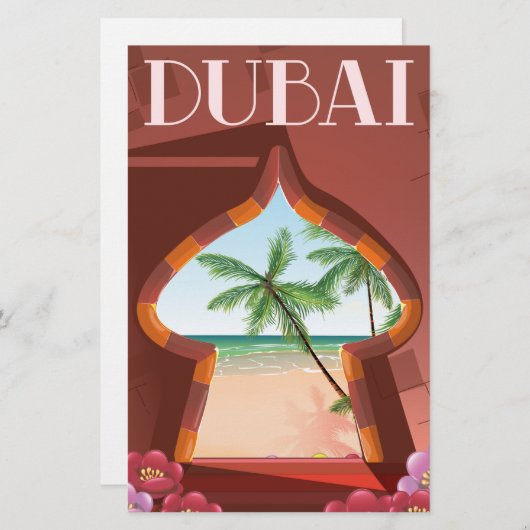 Dubai Palace Travel poster Briefpapier (Voorkant / Achterkant)