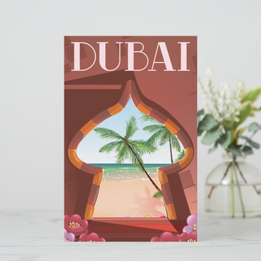 Dubai Palace Travel poster Briefpapier (Staand voorkant)