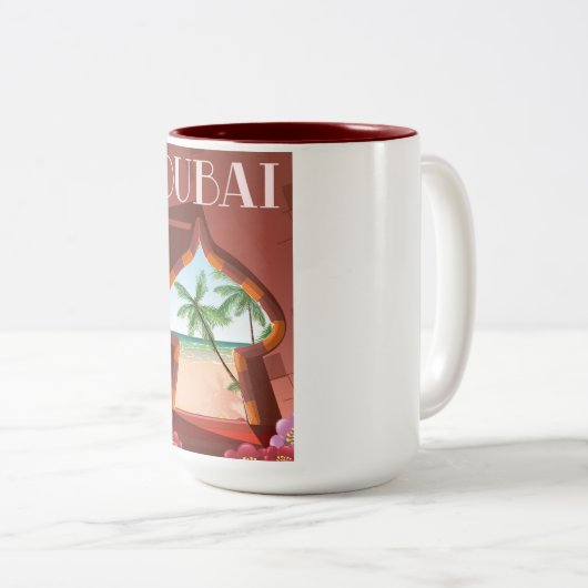 Dubai Palace Travel poster Tweekleurige Koffiemok (Voorkant rechts)