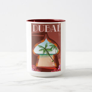 Dubai Palace Travel poster Tweekleurige Koffiemok