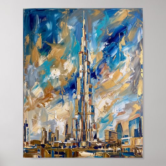 Dubai-poster luxe abstracte olieverfschilderij poster (Voorkant)