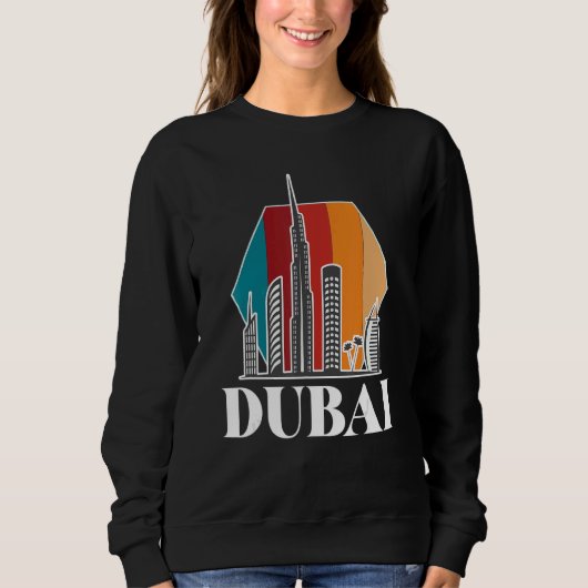Dubai Retro Skyline Burj Khalifa Verenigde Arabisc Trui (Voorkant)