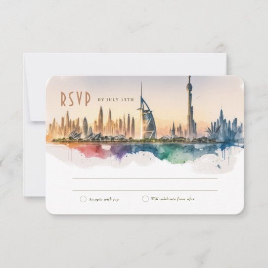 Dubai RSVP Wedding Insert Destination UAE Kaart (Voorkant)