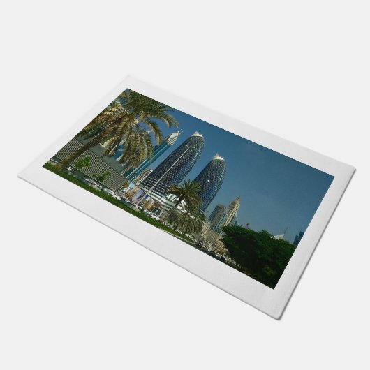 Dubai Scenery Wolkenkrabbers blauw Sky Palm Door M Deurmat (Schuin)