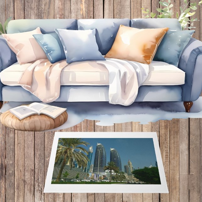 Dubai Scenery Wolkenkrabbers blauw Sky Palm Door M Deurmat (Dubai Scenery Skyscrapers blue Sky Palm Door Mat)