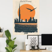 Dubai Schemering - Minimalistische Weerkaatsing va Poster (Thuiskantoor)