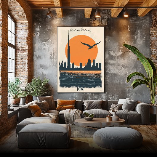 Dubai Schemering - Minimalistische Weerkaatsing va Poster