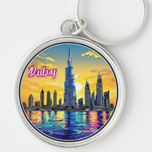 Dubai Silhouet met Iconische Wolkenkrabbers Sleutelhanger