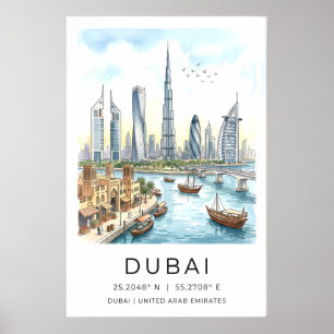 Dubai Silhouet Muur Kunst Moderne Stadsgezicht - F Poster