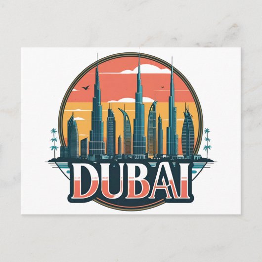 Dubai silhouet Reis Briefkaart (Voorkant)