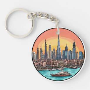 🌆 Dubai Silhouet Wolkenkrabber Stad Reis Cadeau Sleutelhanger