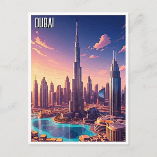 Dubai Silhouette Reis Briefkaart (Voorkant)