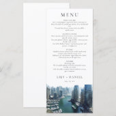 Dubai Silhouette Watercolor Elegante Trouwkaart Menu (Voorkant / Achterkant)